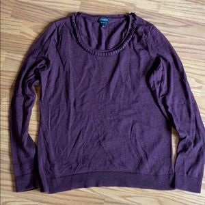 Scoop,  textured trim neckline, pullover sweater